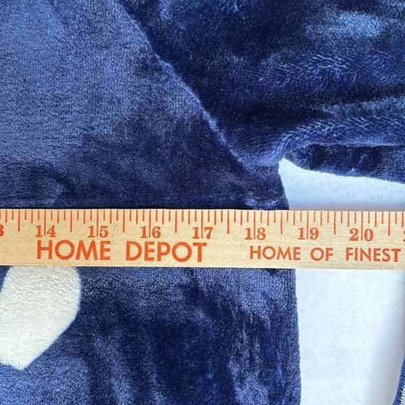 Loft Soft Furry Fleece Long Sleeve Pull Over Navy Blue White Hearts Size XS - Picture 4 of 7